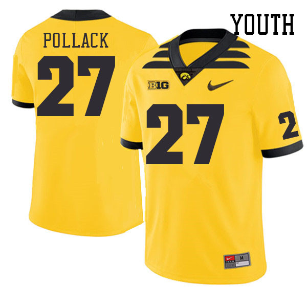 Youth #27 Luke Pollack Iowa Hawkeyes College Football Jerseys Stitched Sale-Gold